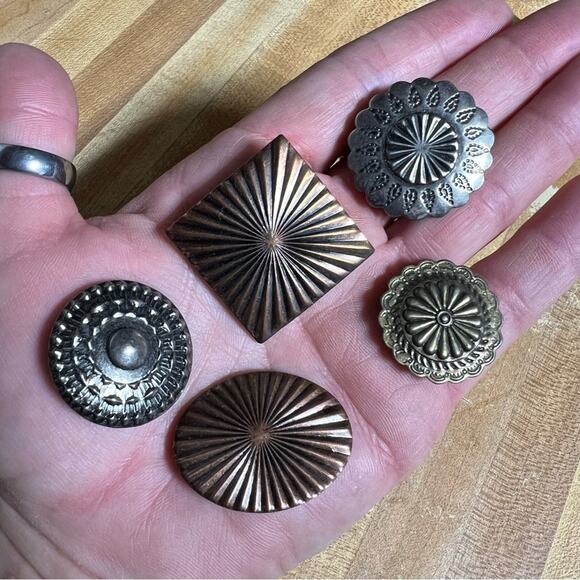 Vintage 90s Button Covers Cowgirl Mixed Metal Aztec southwestern Geometric - Picture 1 of 5